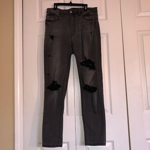 Fashion Nova black/gray distressed jeans